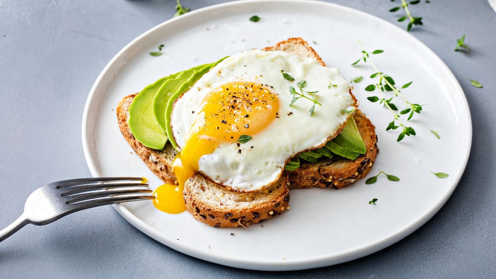 avocado toast with fried egg.