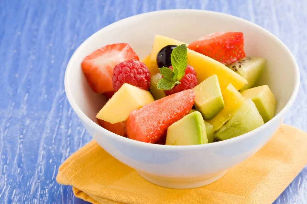 fruit salad with avocado slices
