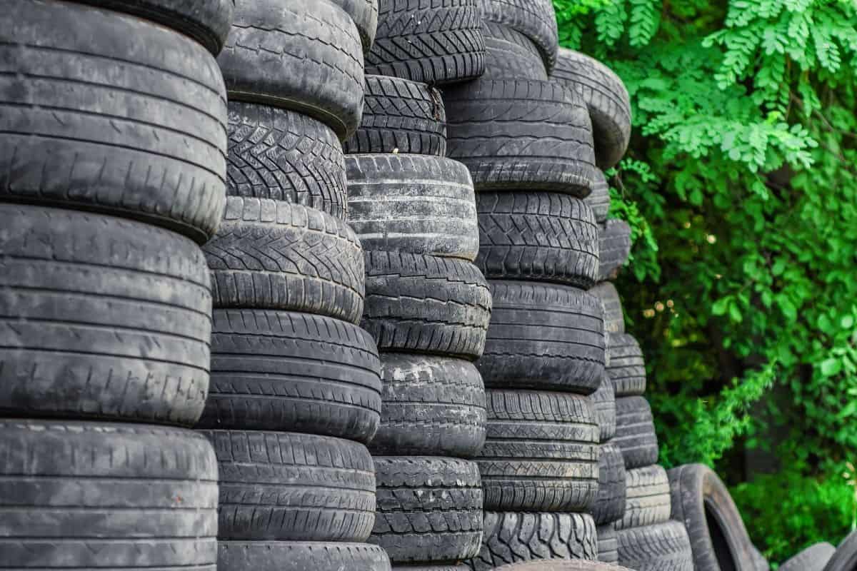 stacked up old car tires
