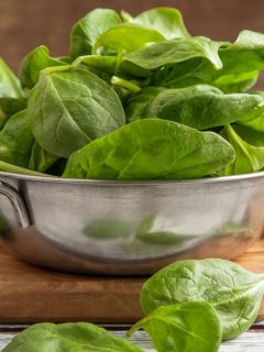 freshly picked spinach in a bowl
