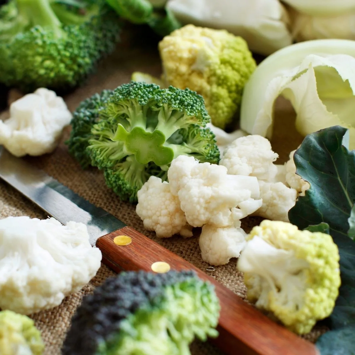 chopped broccoli and cauliflower