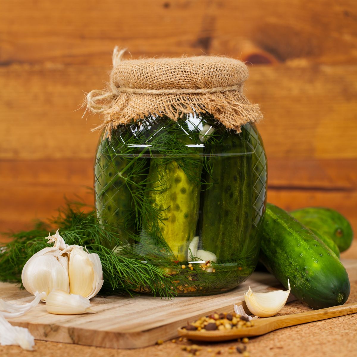 a jar of dill pickles