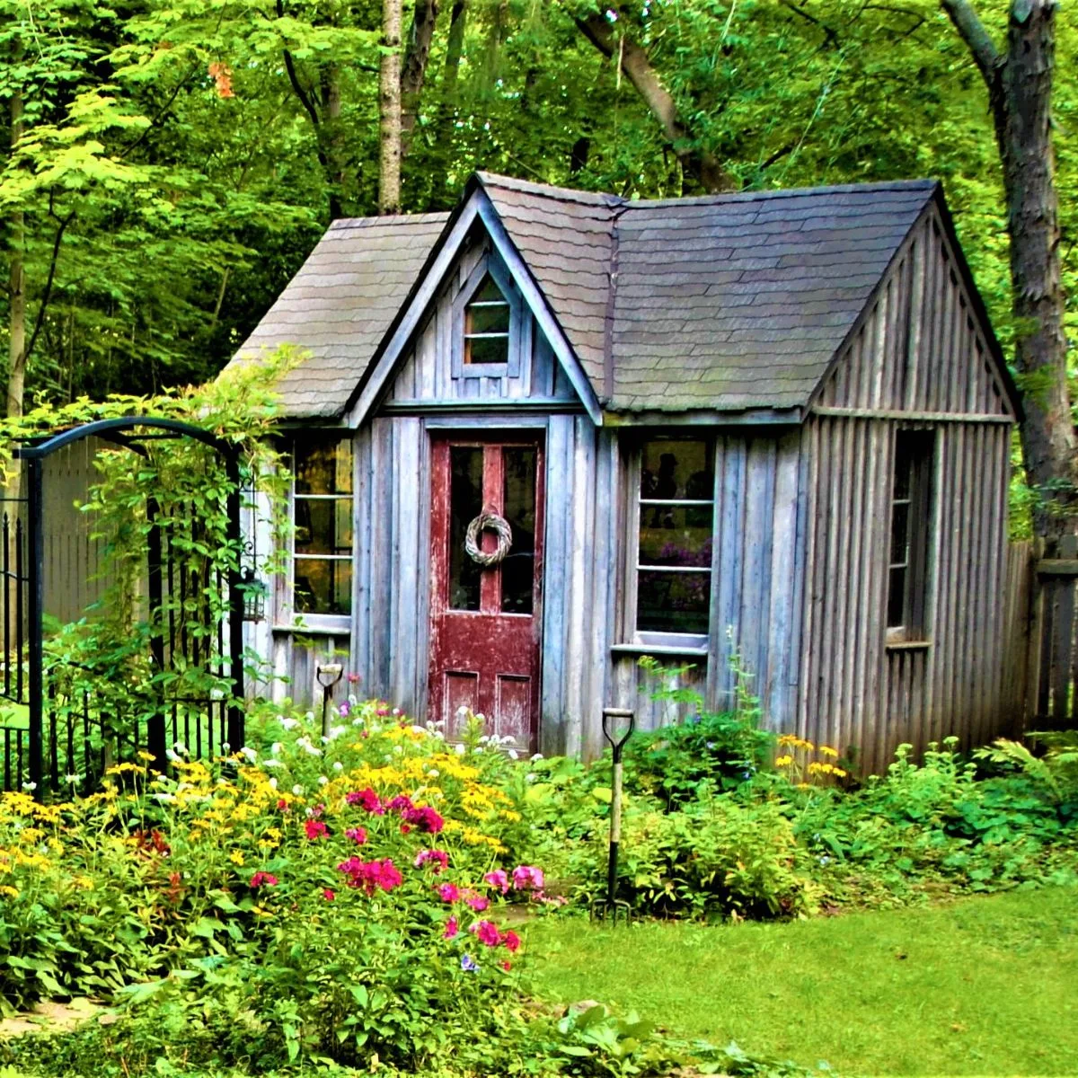 The Harrowsmith house, a beautiful cottage style shed surrounded by nature