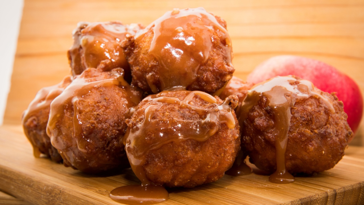 Apple fritters with salted caramel