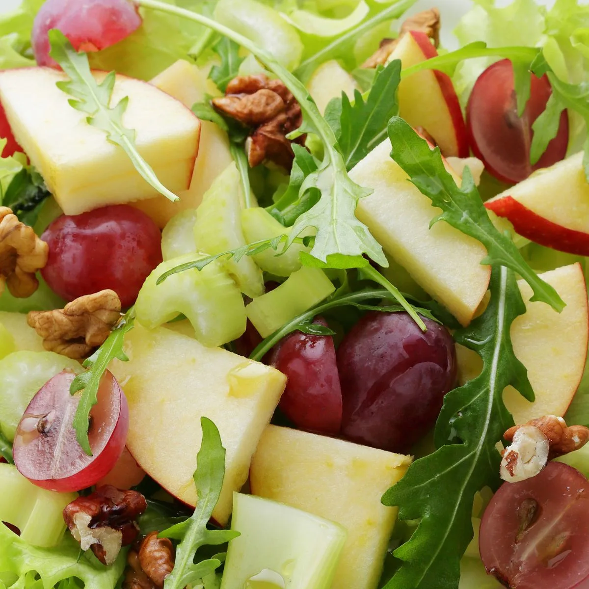 fresh salad with added apple slices