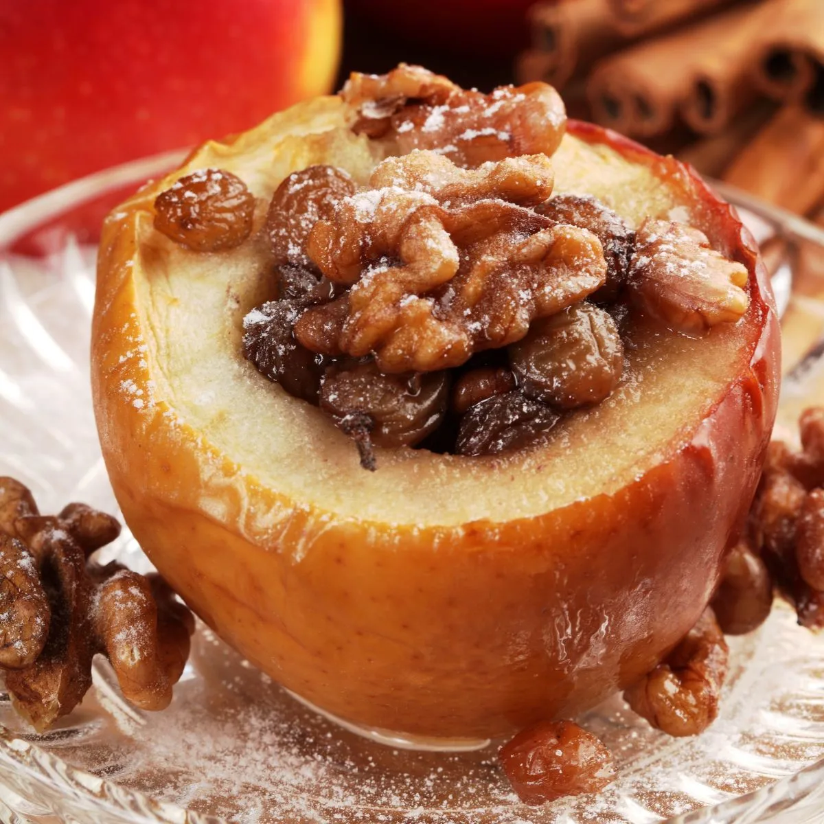 baked apple with yummy toppings