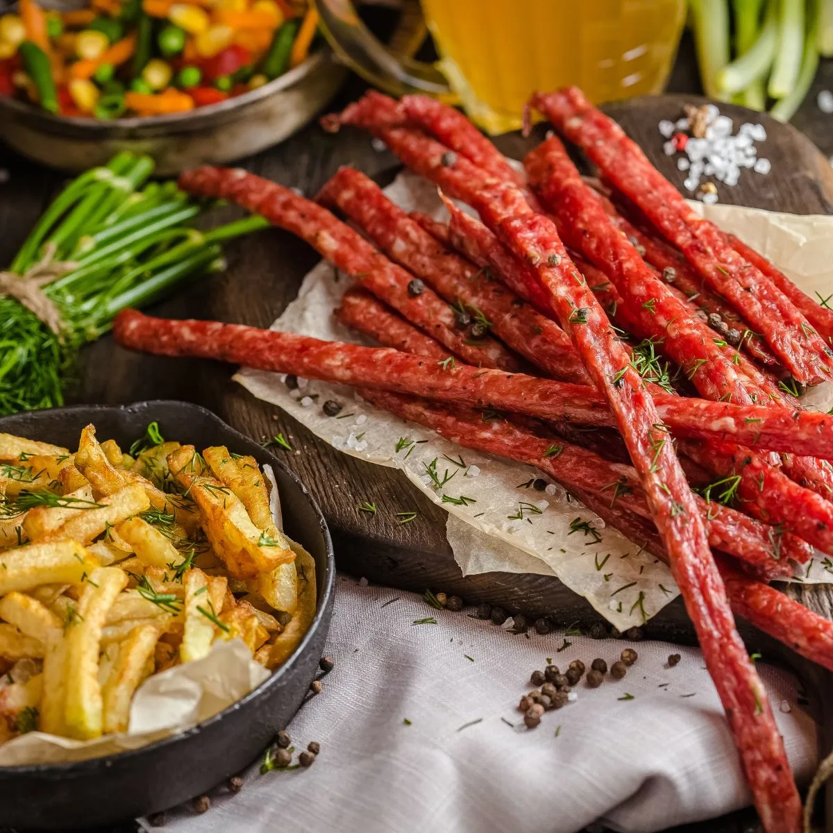 long, skinny sticks of beet fries