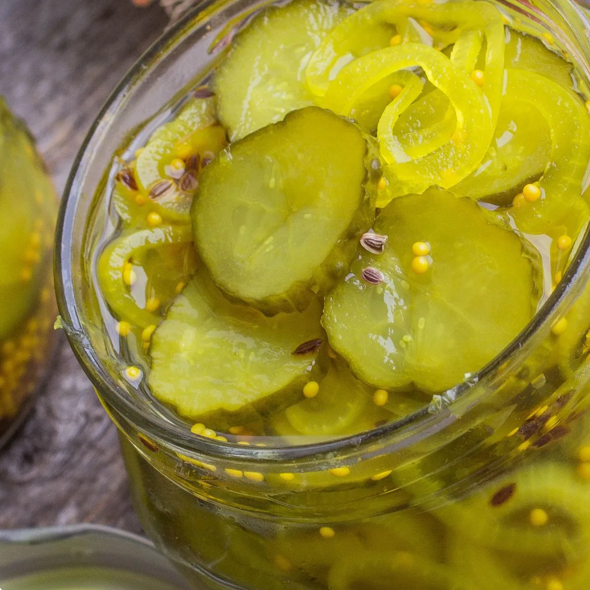 glass jar filled with pickles