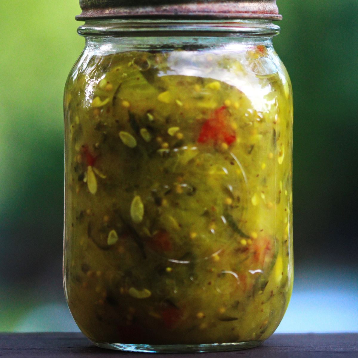a jar of pickled relish