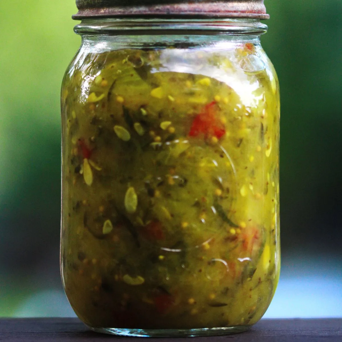 a jar of pickled relish