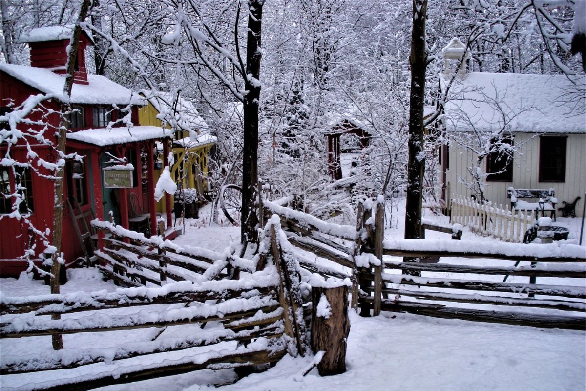 Rosemary's Village covered in snow