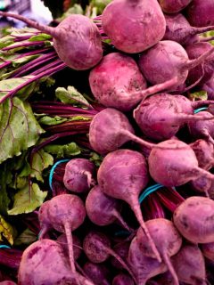 a pile of freshly picked beets