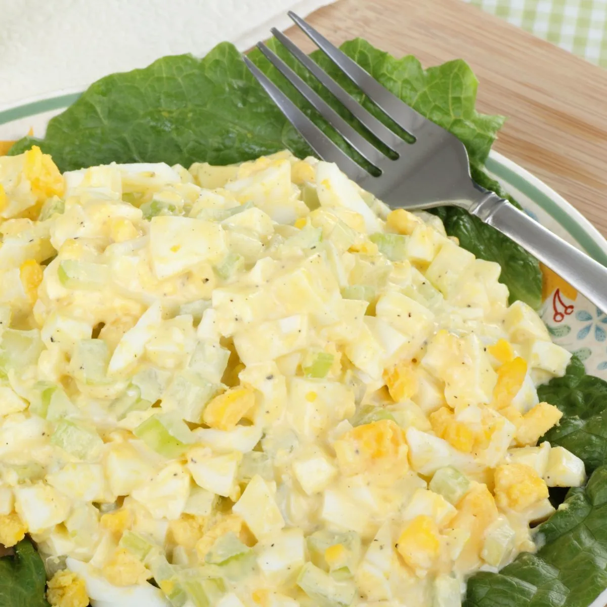 egg salad on a bed of lettuce