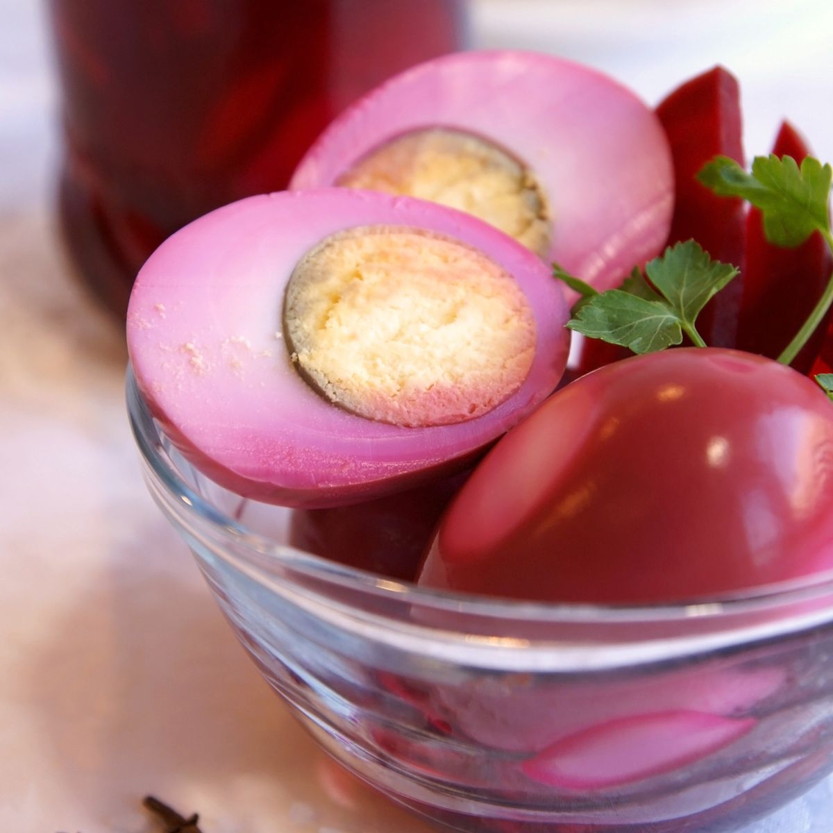 eggs pickeld in beet brine