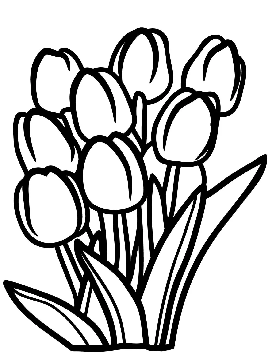 Tulip bouquet coloring page for kids.