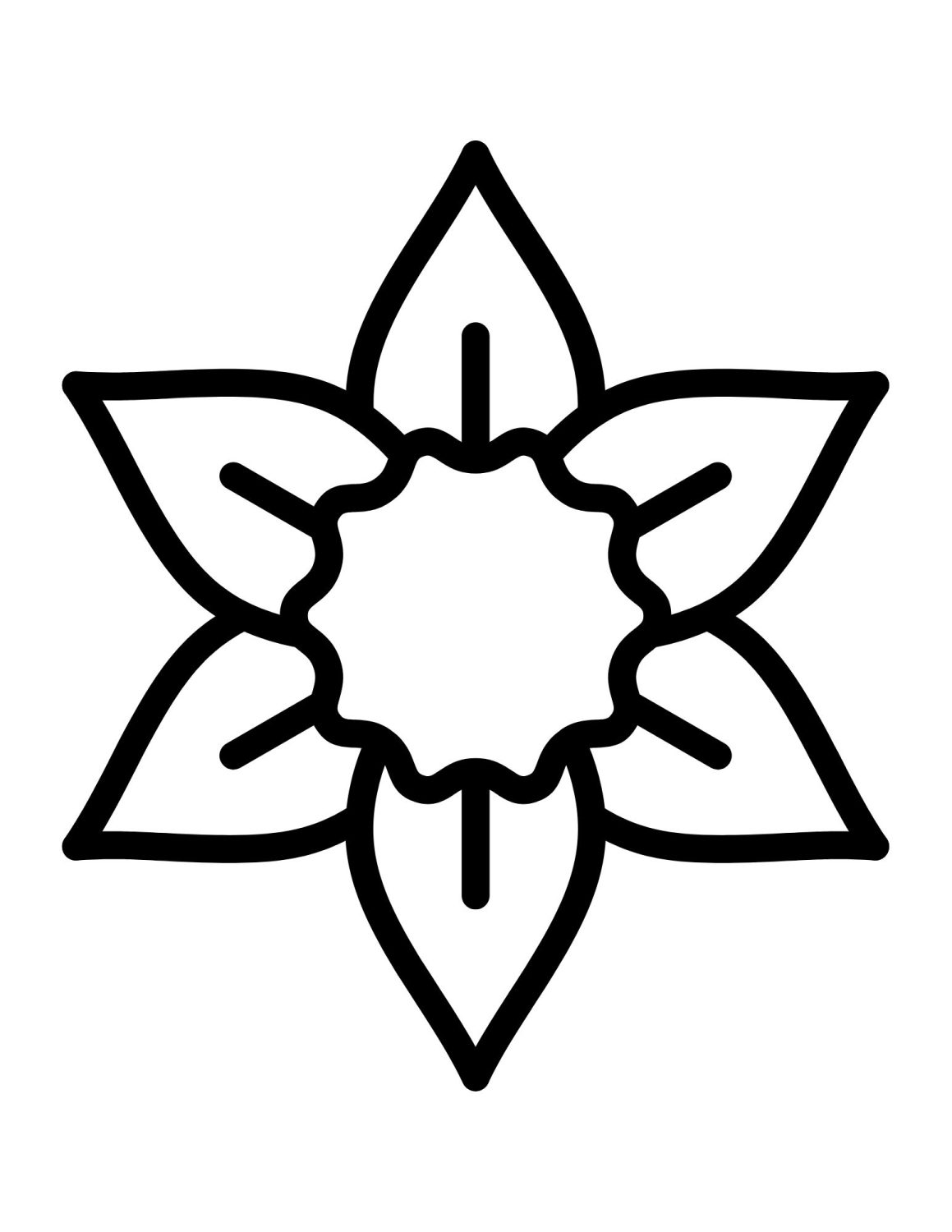 easy close up of a daffodil coloring page for toddlers.
