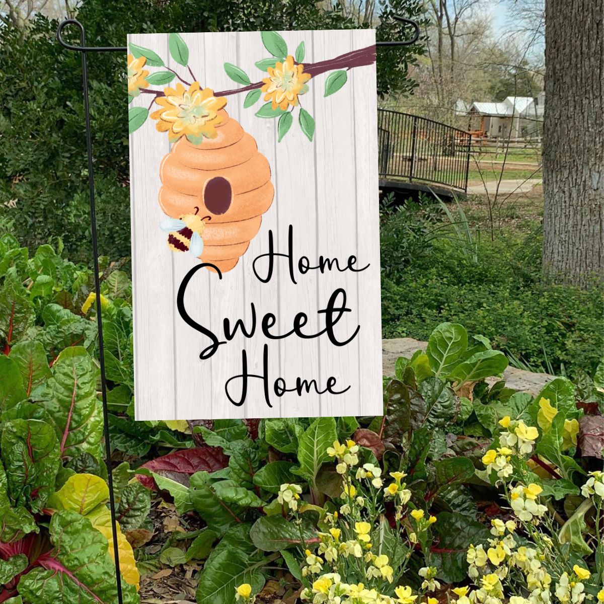 Home sweet home garden flag.