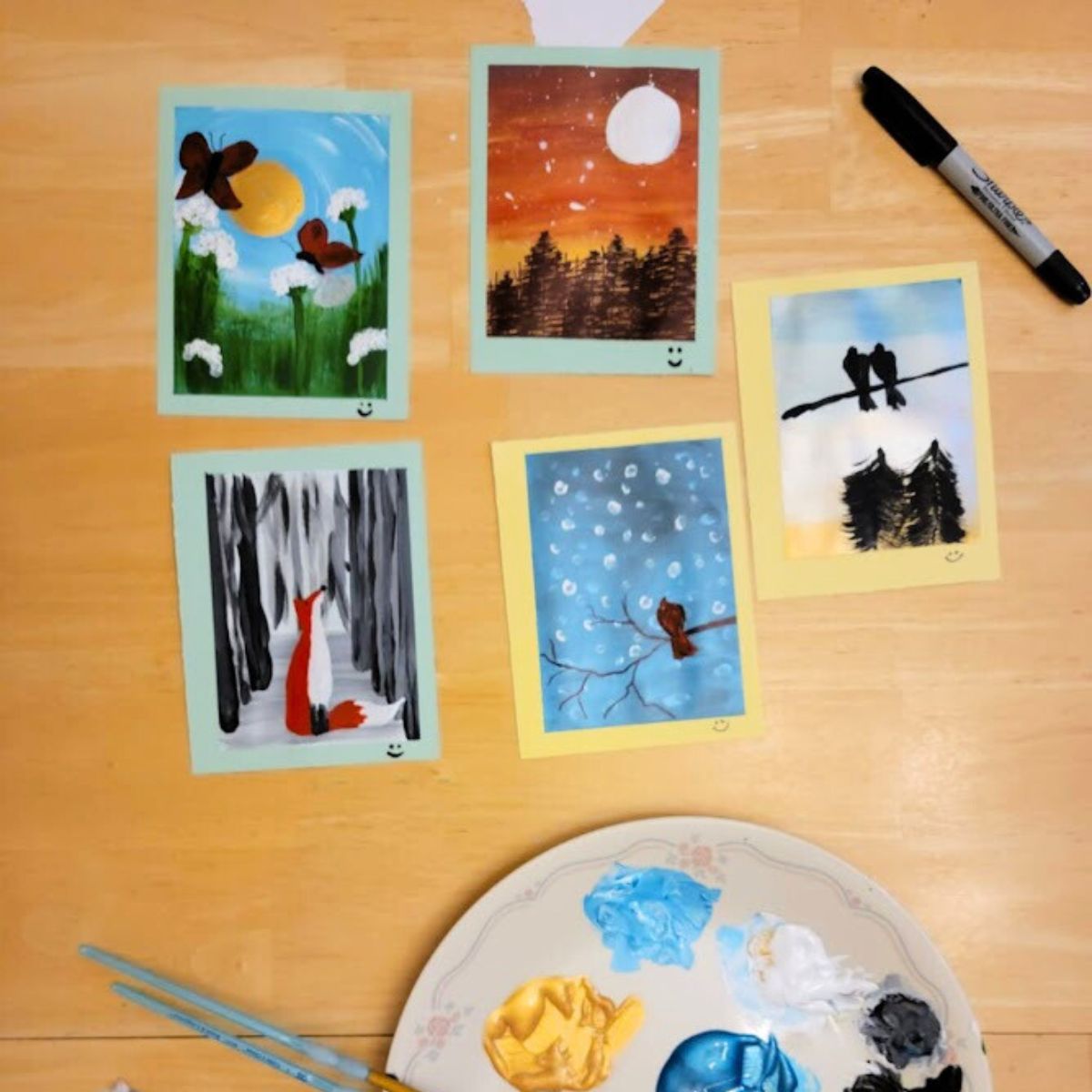 Homemade nature inspired cards.