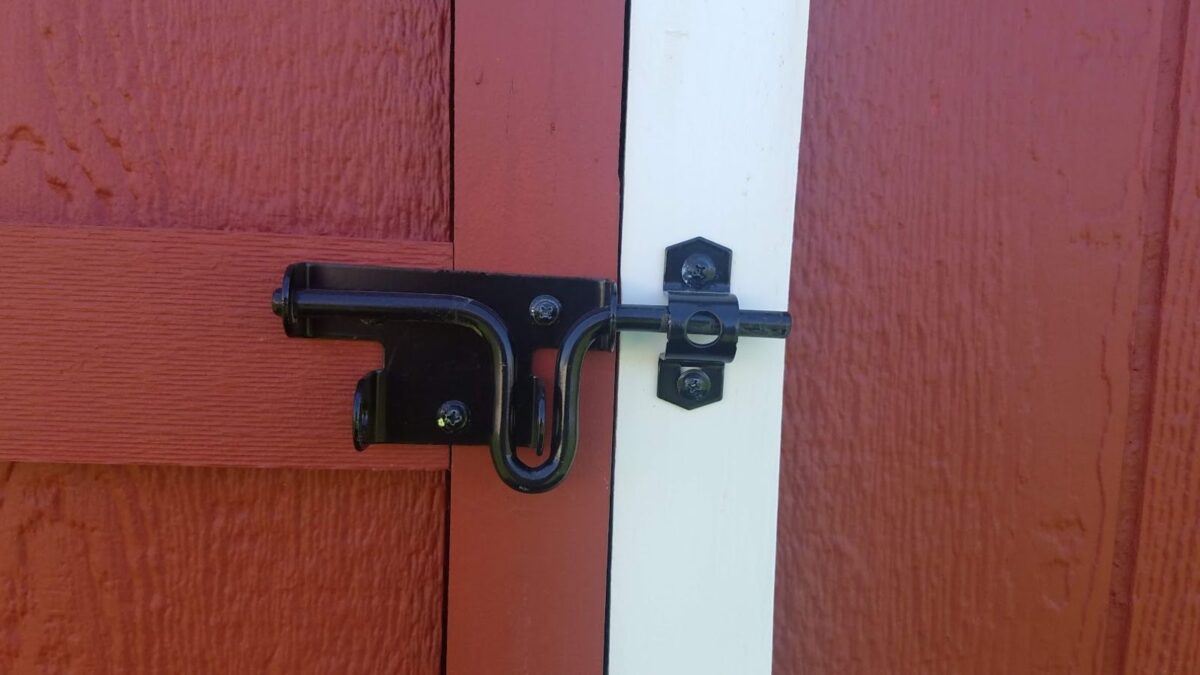 secured chicken coop latch.