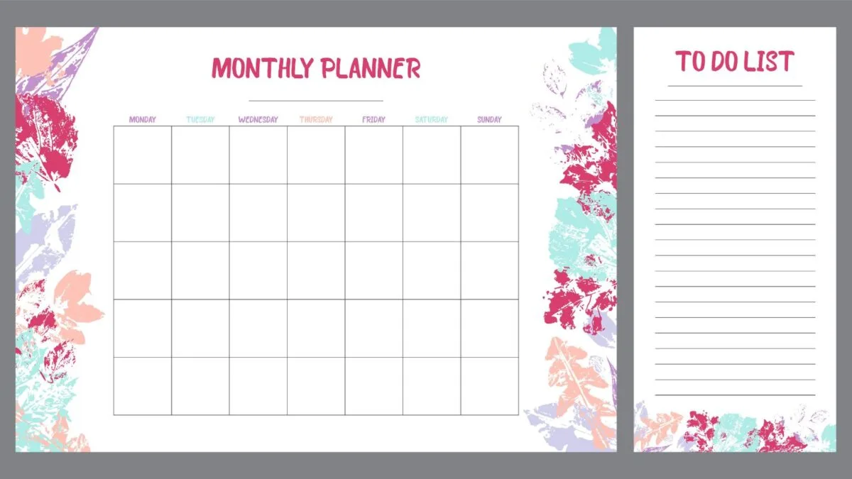 floral monthly planner. 