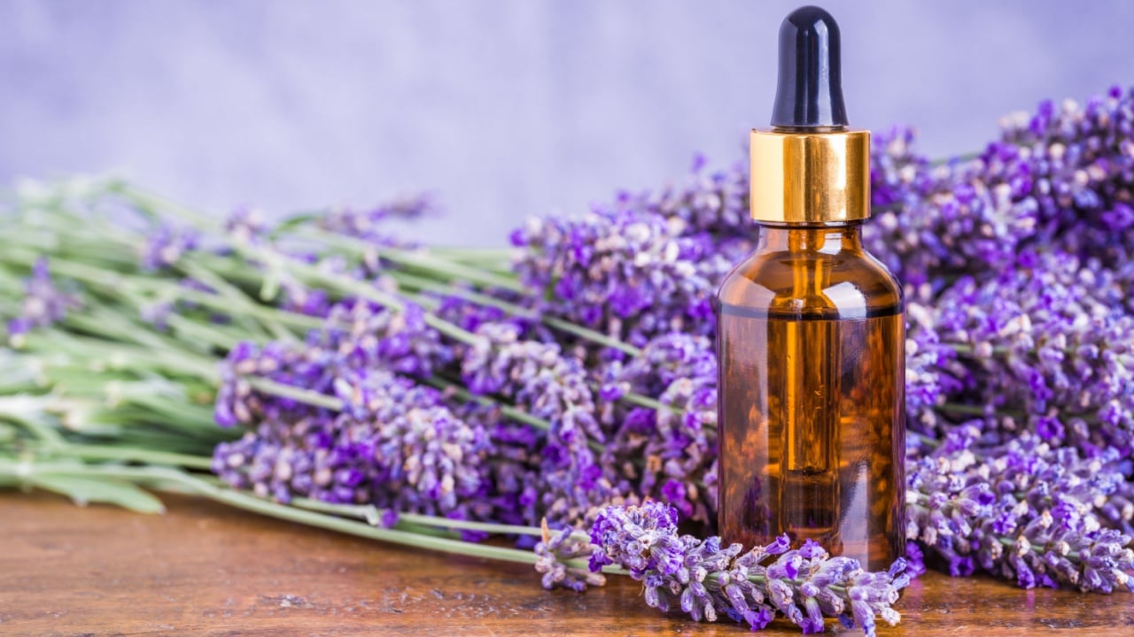 Lavender essential oil, natural face and body beauty care treatment.