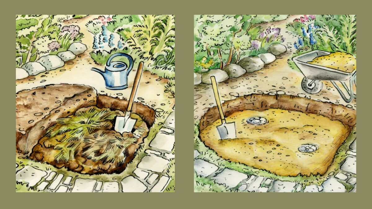 watercolor landscape design created with an app.