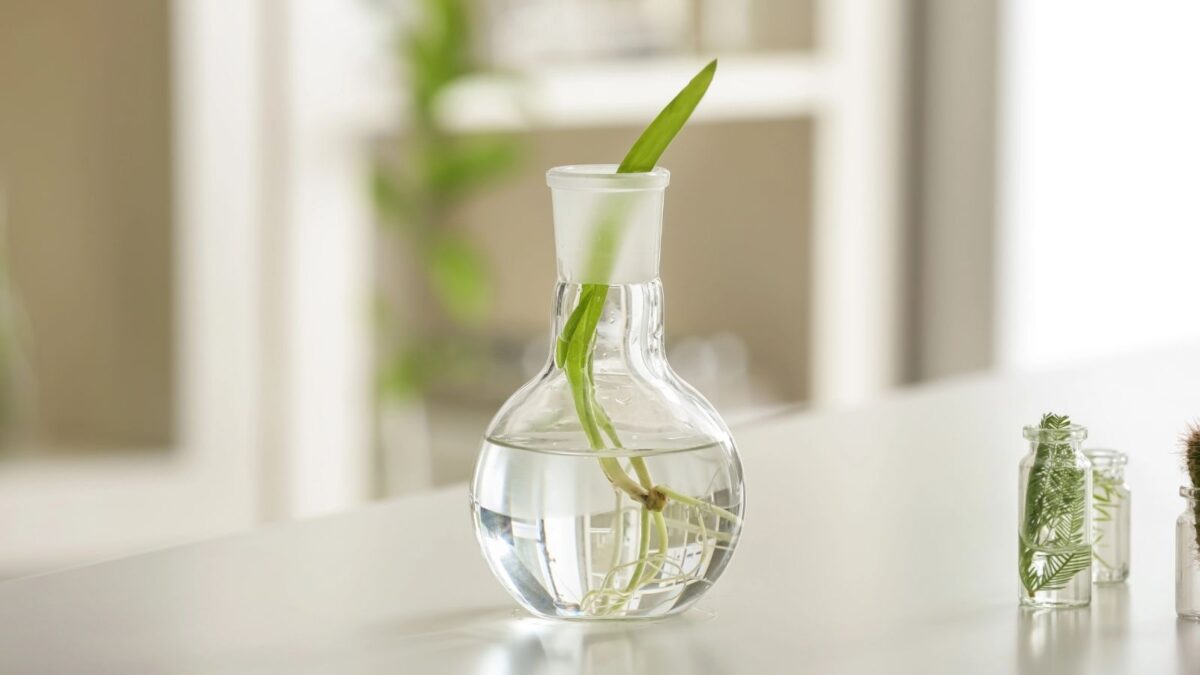propagating plant in vase.