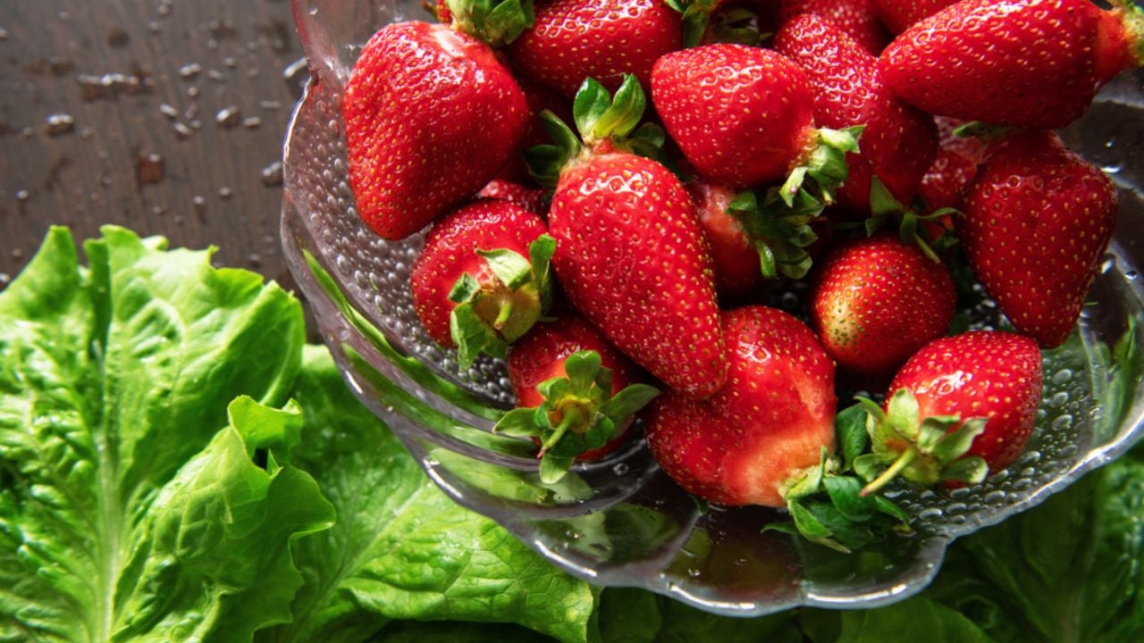 Strawberries and lettuce