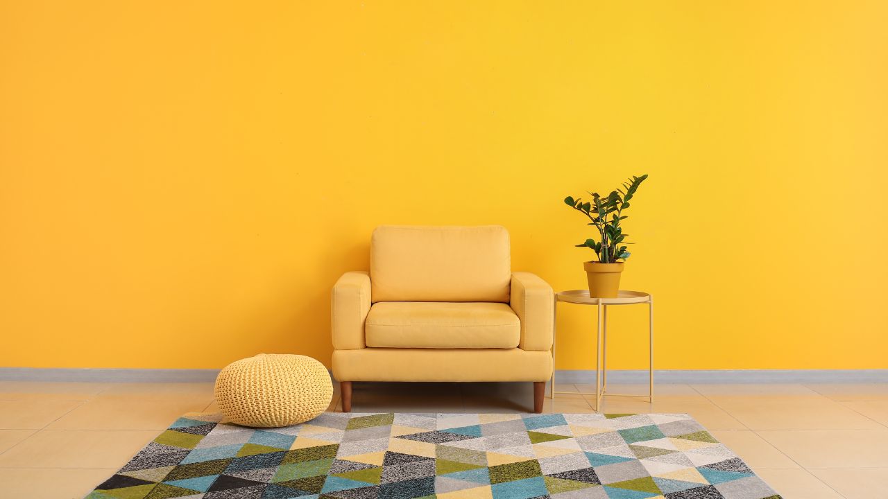 Interior of room with comfortable armchair