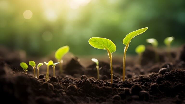Young plant springing up out of the soil