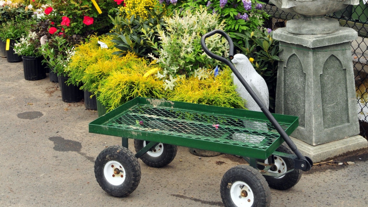 Wagon at a garden center