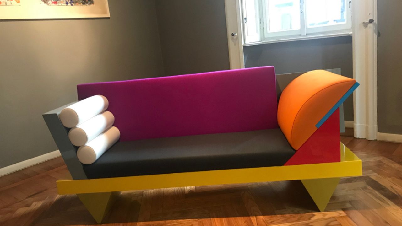 Furniture created by the Memphis group and displayed in the Milan office. Memphis is a great cultural phenomenon of the '80s.