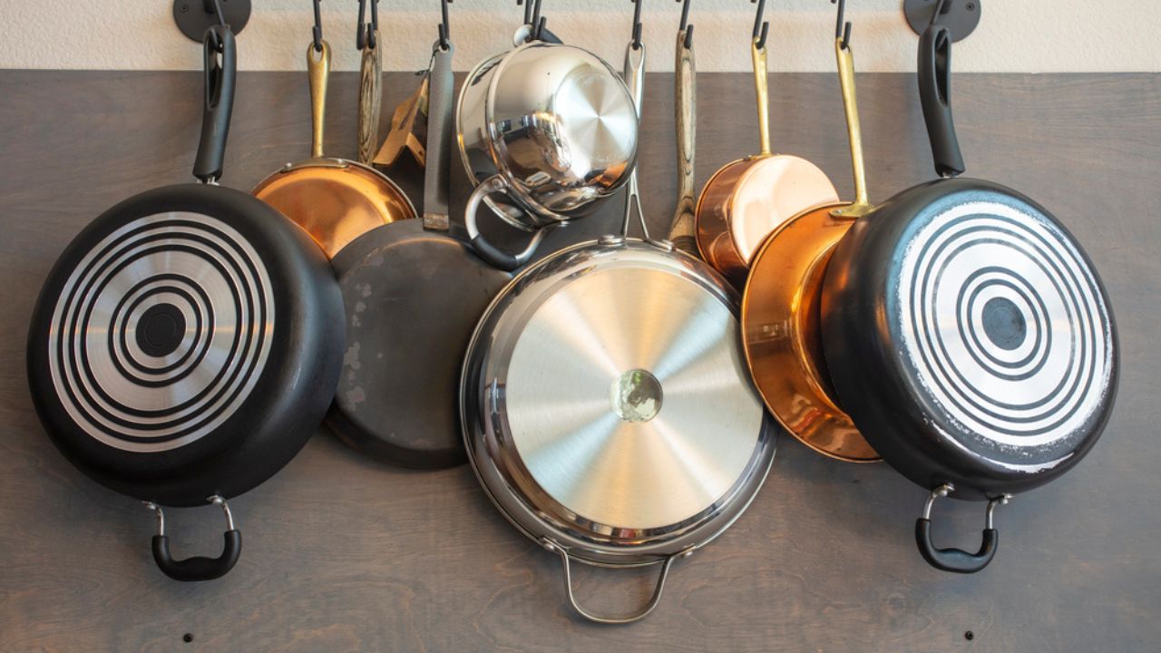 Kitchen Wall Rack for Hanging Pots, Pans, Aprons, and Other Utensils for Storage and Decor