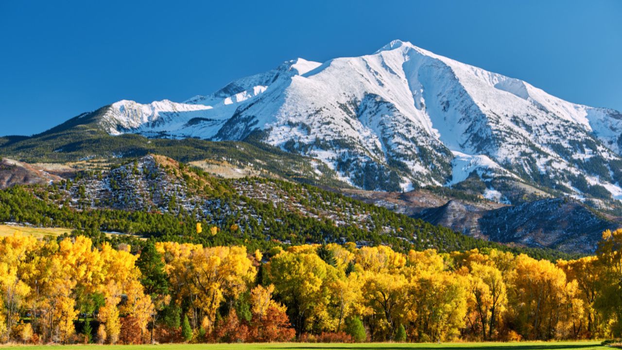 Mount Sopris autumn landscape in Colorado Rocky Mountains, USA.