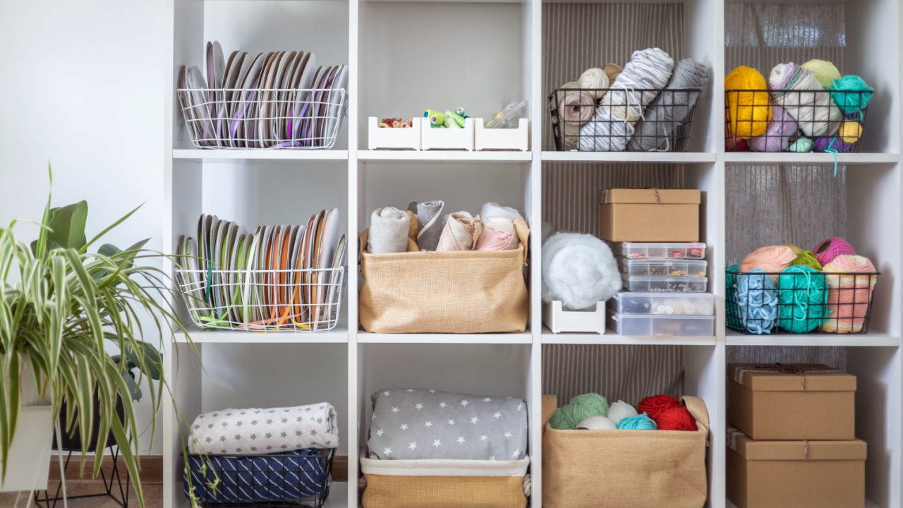 craft storage yarn cubbies shelf