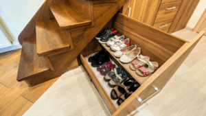 shoe storage under the stairs
