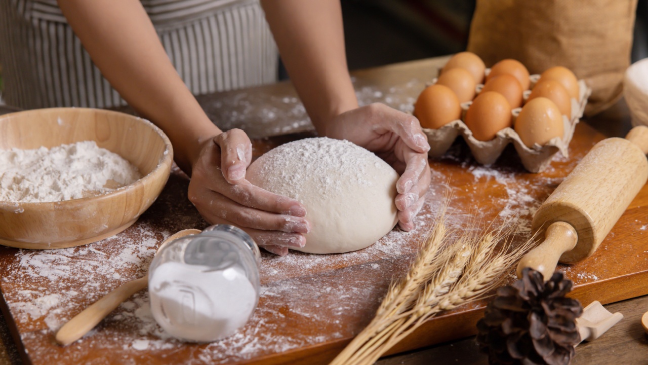 Woman Hands Prepare and Rest the Dough Before Putting the Dough into the Oven