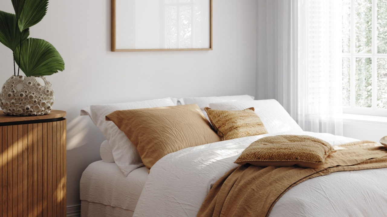 Home simple cozy Coastal bedroom interior