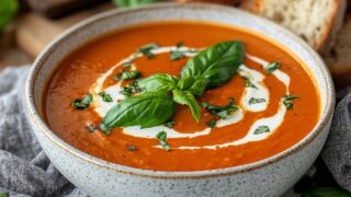 Creamy Tomato Soup with Basil and Swirls of Cream See less Upload date: September 13, 2024