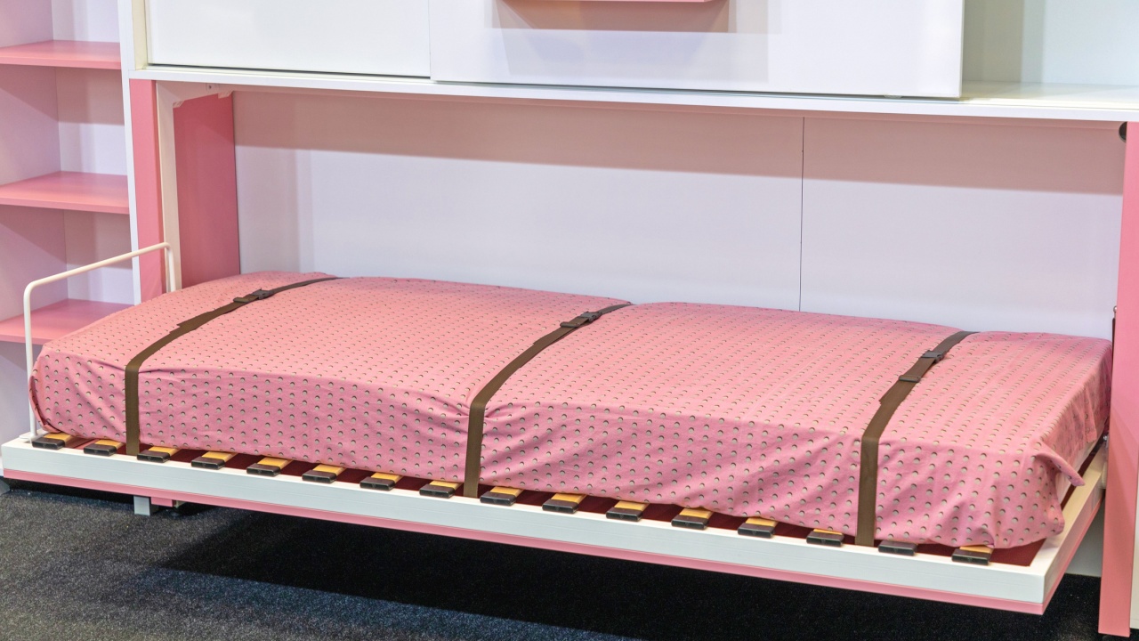 Pink Murphy Bed Folded Down in Room