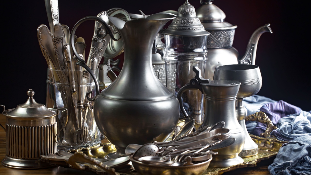 Silverware on an old background.