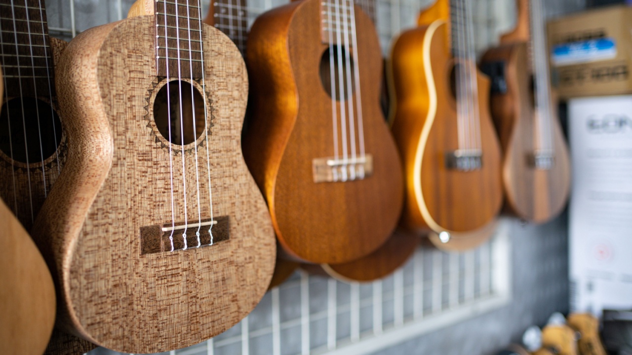Cute Ukulele at music shop.