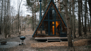 tiny house A frame house in the woods