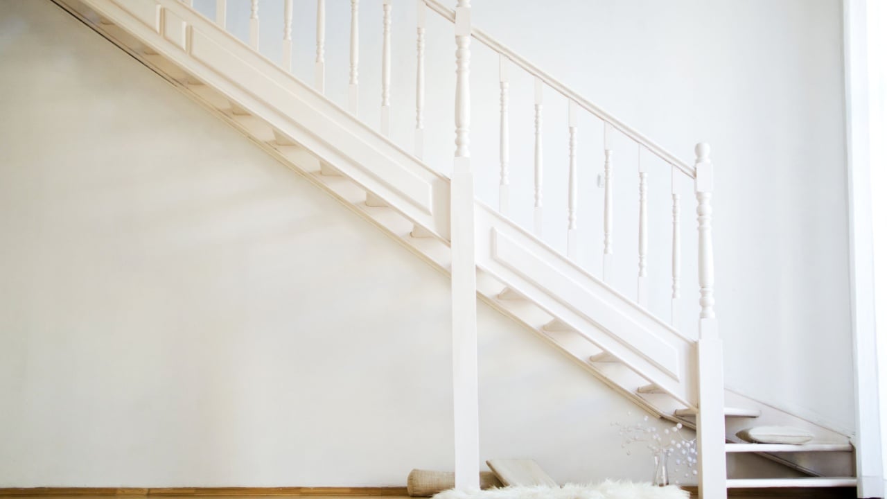 background from white wooden stairs