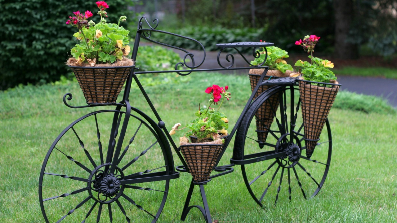 unique bicycle planter with flowers