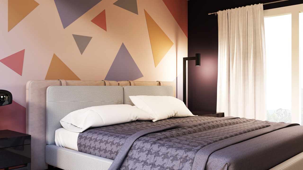 Date : 23/1/2020 in Dubai Location Marina. Geometric patterns create stunning accent walls with familiar and simple shapes. Interior decorating with geometric patterns, triangles .