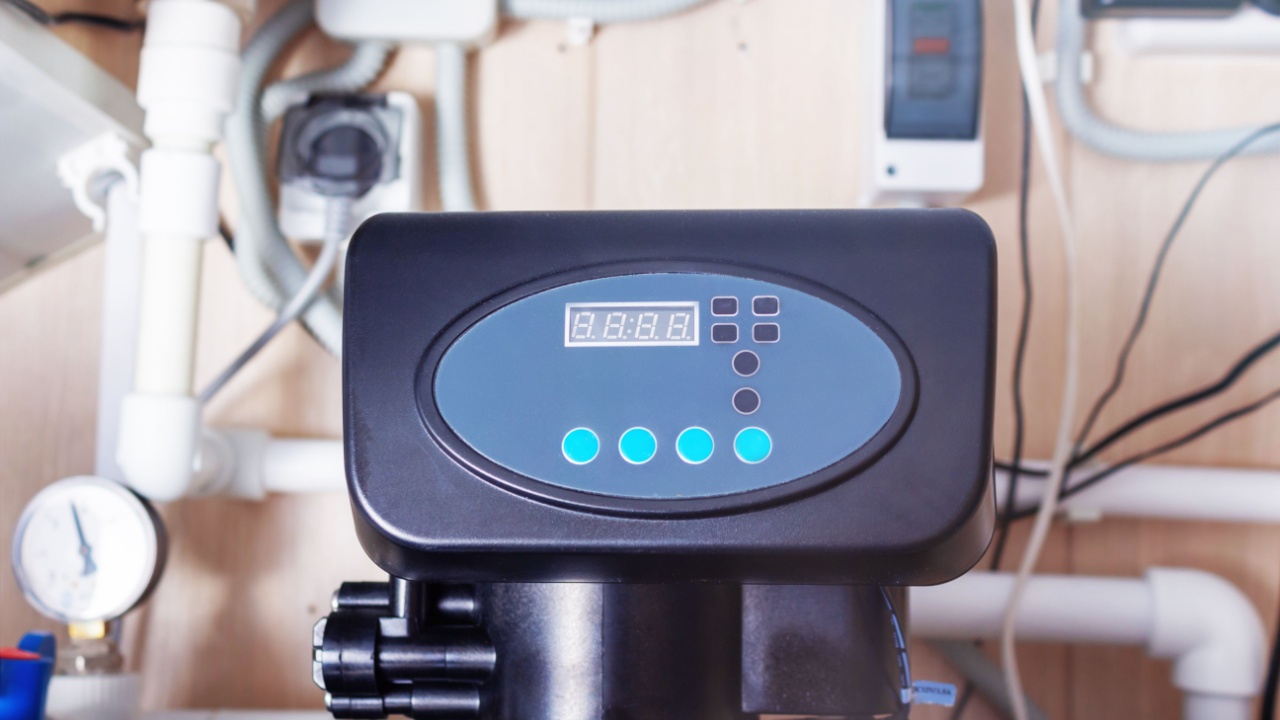 Home water filter softener system. Water purification.