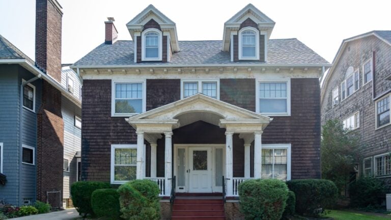 Buffalo, New York - August 27, 2021: A view of a town house in the city of Buffalo, New York.