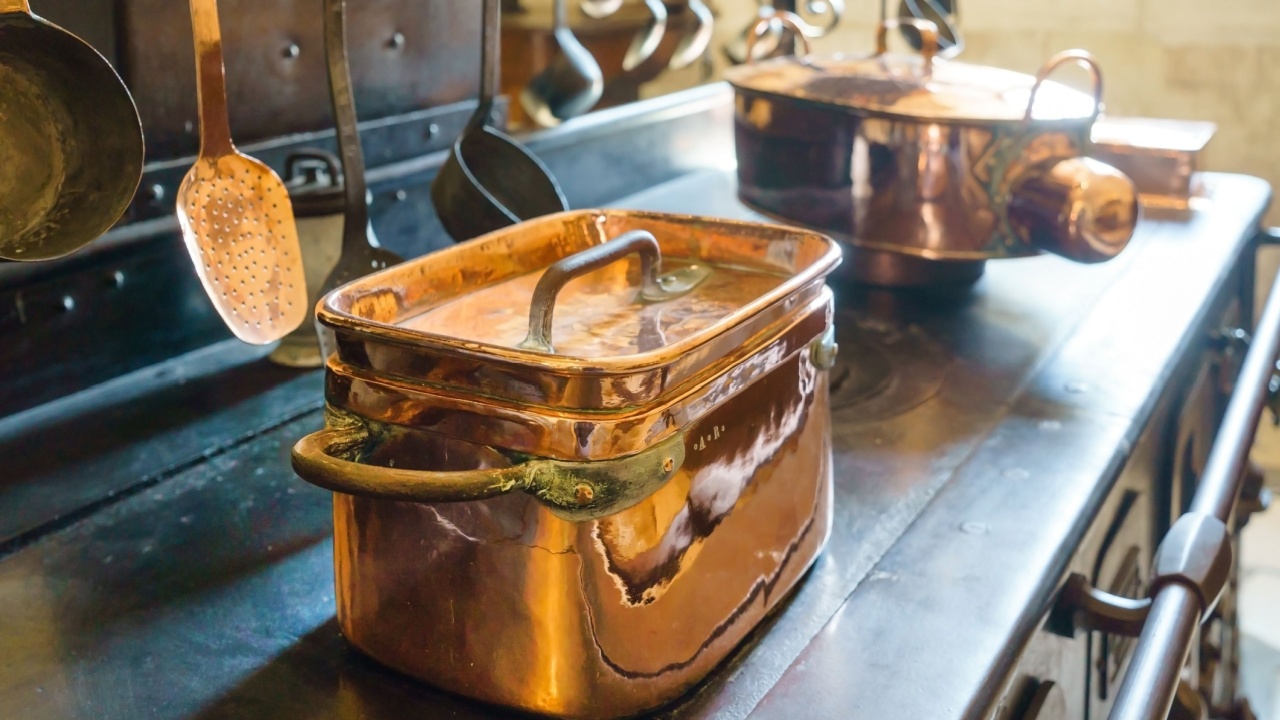 Copper cookware in the kitchen