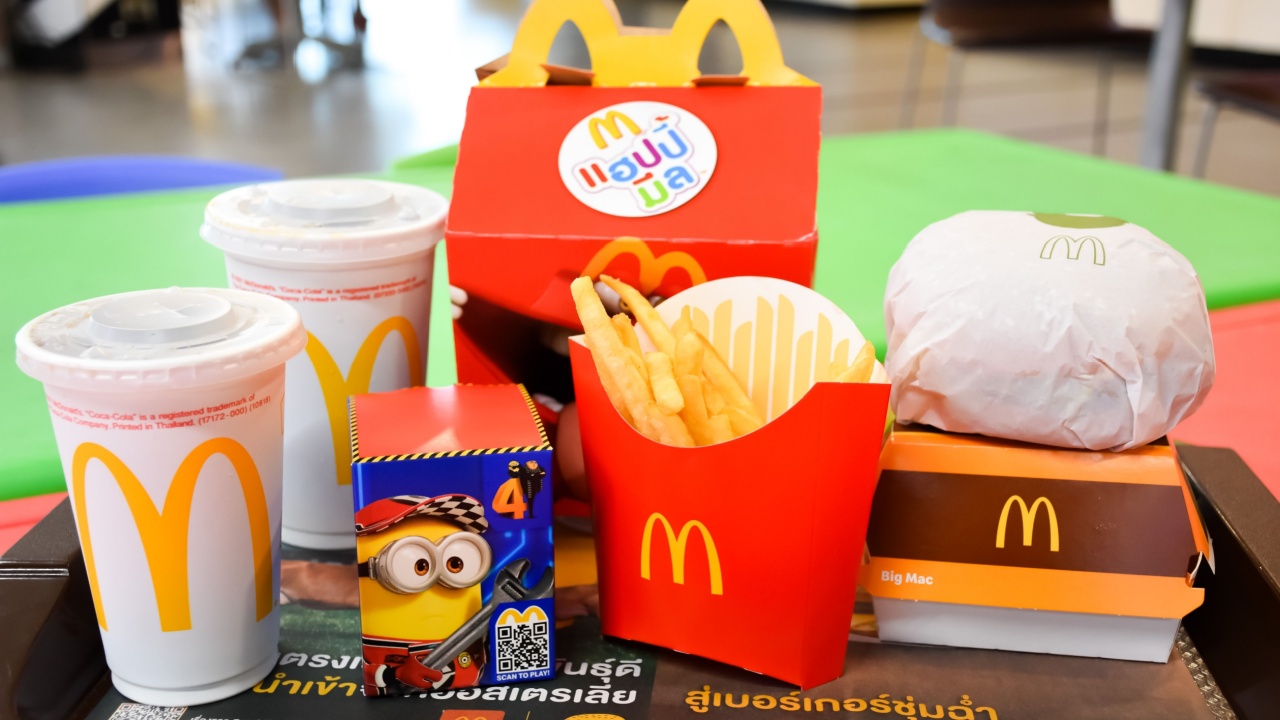 Lopburi-Thailand, August 12, 2024: MC Hamburger and French fries are available as Happy meal and toy sets.